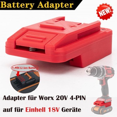 Akku-Adapter für Worx 20V 4-PIN Li-Ion Akku auf für Einhell 18V X-change Geräte