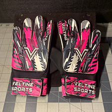 Veltine Sports Youth Soccer Goalkeeper Gloves Size 4 Pink/Black/White Latex