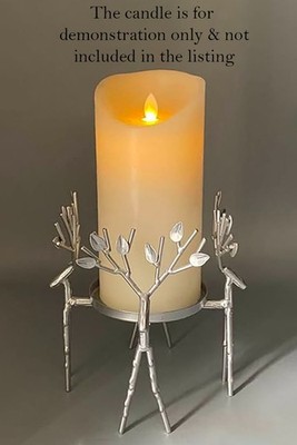 YANKEE CANDLE SILBERFARBEN METALL KERZENSTÄNDER 4 X RENTIERE STÜTZEN + TABLETT
