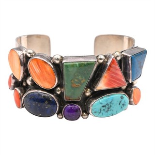 VINTAGE NATIVE AMERICAN NAVAJO SAM PIASO GRADUATED CUFF STERLING SILVER SIGNED