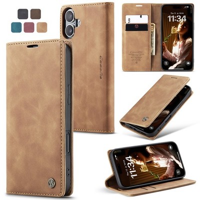 For iPhone 15 16 Pro Max 14 13 12 11 XS Magnetic Leather Flip Wallet Case Cover