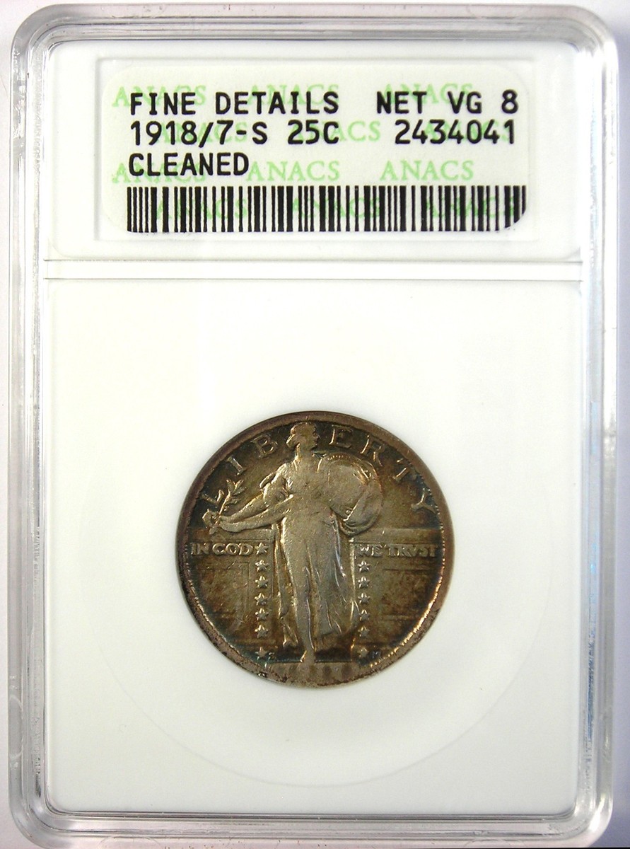 1918/7-S Standing Liberty Quarter 25C Coin - ANACS Fine Detail