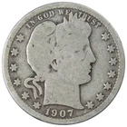 1907 Barber Quarter Circulated Silver 25c Coin Collectible