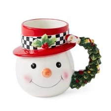 Spode Christmas Tree Snowman Toby Mug - Festive Holiday Ceramic Tea & Coffee Cup