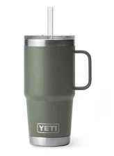 New Yeti Rambler 25 oz. Straw Mug Insulated w/ Straw Lid (Camp Green)