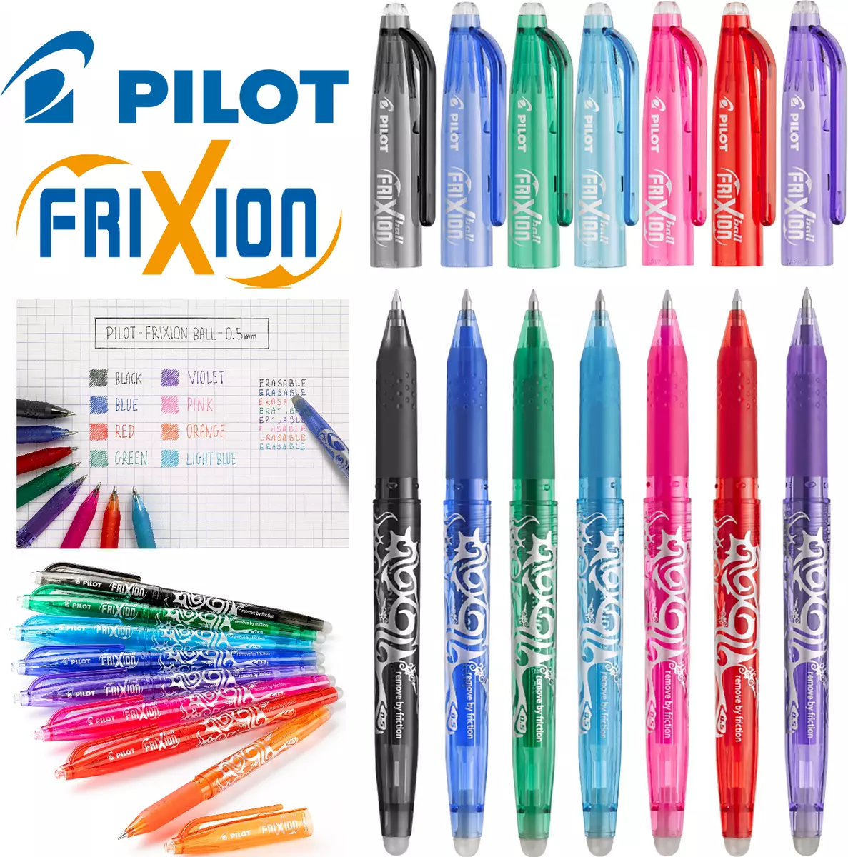 Pilot FriXion Ball Erasable Rollerball Pen Gel Ink 0.5mm Fine Line All  Colours