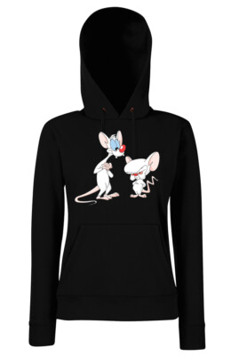 Youth Designz Damen Hoodie Brain Pinky Pullover Cartoon Logo Comic Maus Mouse TV
