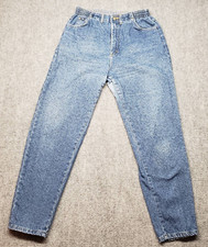 Vintage Lee Mom Jeans Womens 12 Blue High Elastic Waist Pockets Acid Wash USA