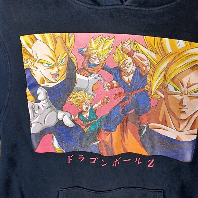 Vtg 90s Dragon Ball Z DBZ Single Stitch Graphic Black Hoodie Men's