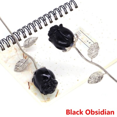 Crystal Carved Rose Flower Natural Gemstone Amethyst Craft Home Decoration Gifts