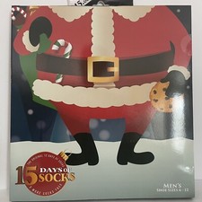 Santa Claus Christmas Men's 15 Days of Socks - New Shoe Sz 6-12