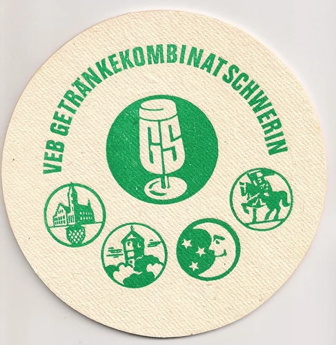 VEB Drinkskombinat Schwerin - old beer mat from the GDR
