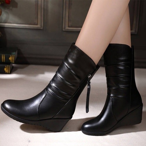 Womens Ankle Boots Pu Leather Warm 