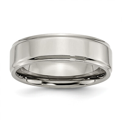 Chisel Titanium Polished 7mm Ridged Edge Band TB35