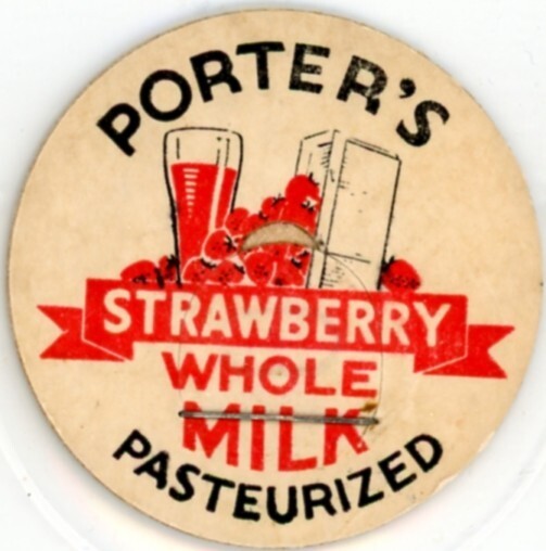 Milk Bottle Cap - Porter's - (Bedford, New Hampshire, NH)- WHOLE STRAWBERRY MILK