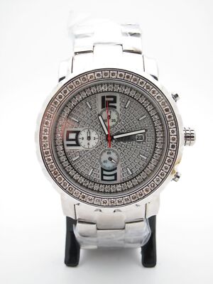 Freeze Men's All Stainless Steel 2.00CT Diamonds Crystal Chrono