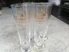 Set Of 4 Vintage Millennium Budweiser Glasses Tall Fluted Pilsner