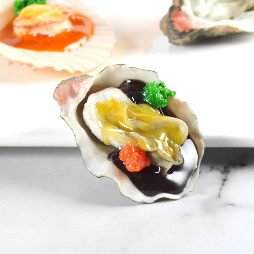  6 Pcs Simulation Oyster Model Seafood Props for Display Scallop Work - Image 3 of 4