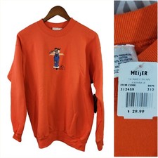 Vintage New Halloween Scarecrow Pumpkin sweatshirt size Medium orange Dead Stock
