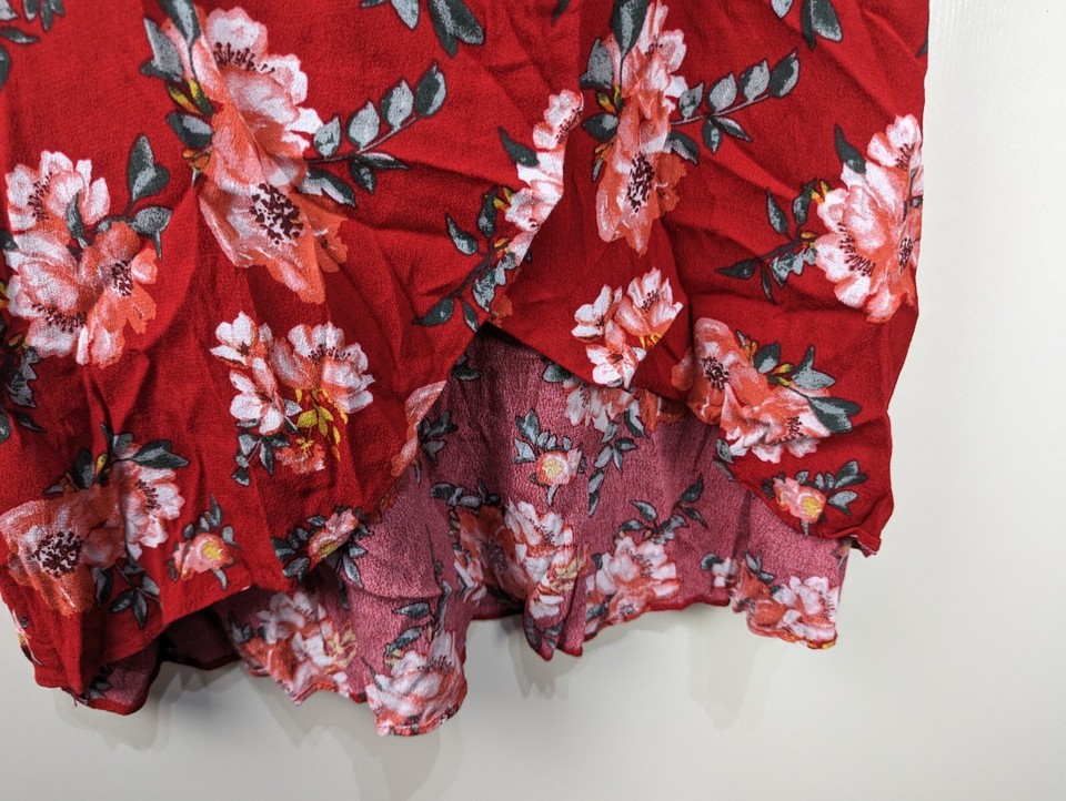 Sportsgirl Red Floral Wrap Maxi Skirt Size 6 eBay