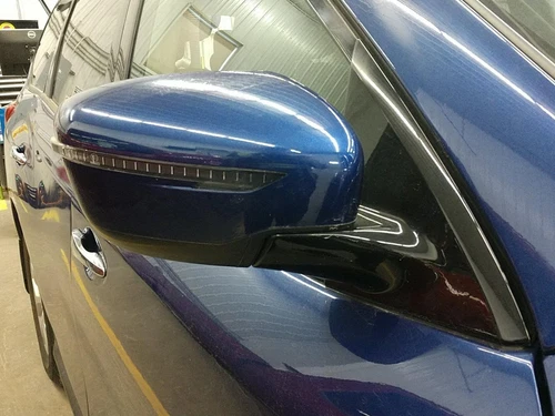 OEM Side View Door Mirror For Pathfinder Right Blu Pwr Heat Turn Bsa Cvr-Scuf