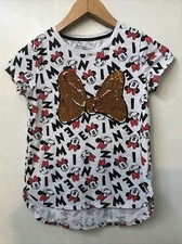Disney Minnie Mouse Red/ Gold Sequin Bow Tee T Shirt Top Short Sleeve Girls M