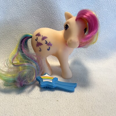 My Little Pony Parasol 35th Anniv Ponies Rainbow Glitter MLP 2017 + Vtg Comb