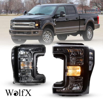 Pair Black Clear Headlights For 2017 2018 2019 Ford F-250 F-350 F-450 Super Duty