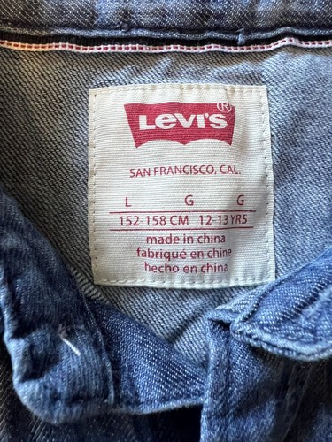 Levi’s Boys Large Blue Tie Dye Pearl Snap Long-Sleeve Western Denim Shirt - Picture 2 of 6