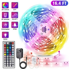 16ft Led Strip Lights RGB Led Room Lights 5050  Color Changing Lights Waterproof