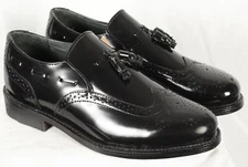Executive Imperials Men’s 370 Black Leather Tassel Wingtip Oxford Shoes 8EE NWT
