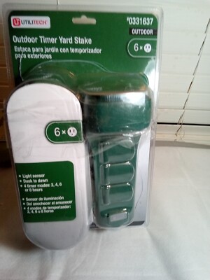 Outdoor Stake Countdown Timer & Dusk-to-Dawn 6-Outlet ( Opened)