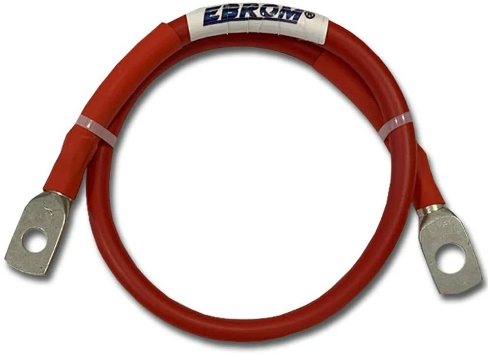 EBROM Batteriekabel KFZ Kabel 50 mm² rot + Ringösen/Kabelschuhe M8/M10/M12 - 50mm2