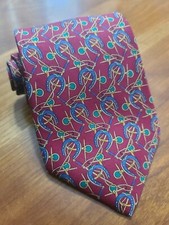Brooks Brothers Makers 55" Red Silk Novelty Tie Tacks Tie Made in USA