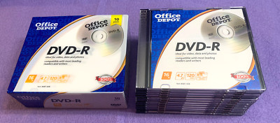 Lot of 22 Office Depot DVD-R 16x 4.7GB 120 min Media Discs 10 Pack Sealed 12 New