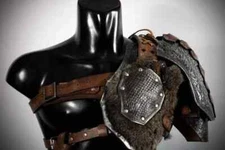 Medieval Leather Viking Barbarian Set Of Pauldrons Larp Shoulder Harness
