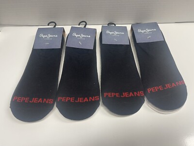 12 Pairs Women's PEPE JEANS 4x3 Pack High PED GRACE Socks White/Black/Grey  4-7