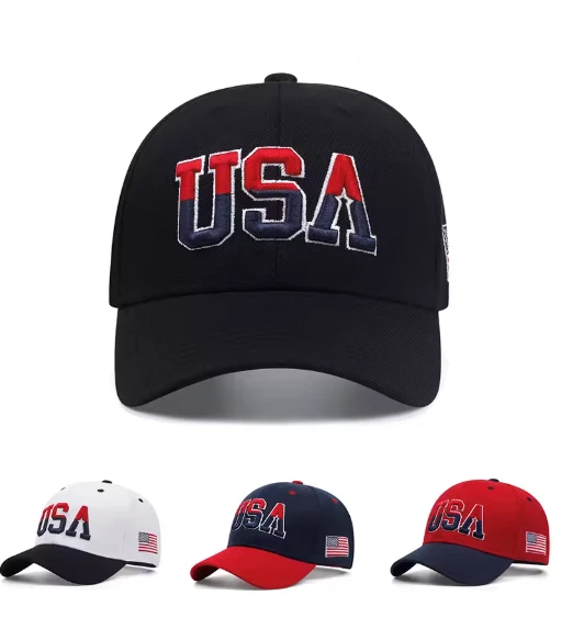 USA Embroidered American Flag Baseball Cap Adjustable Hat Sun Protection Free PP