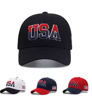 Baseballmütze USA bestickt amerikanische Flagge verstellbar Sonnenschutz kostenlos PP