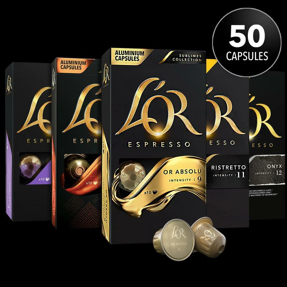 L'or Espresso Capsules Vanilla, Chocolate, Caramel Aluminum Pods, 30 Count