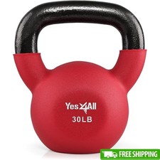 Cast Iron Kettlebell Neoprene Coating Home Gym Weight Training 30LB Durable New