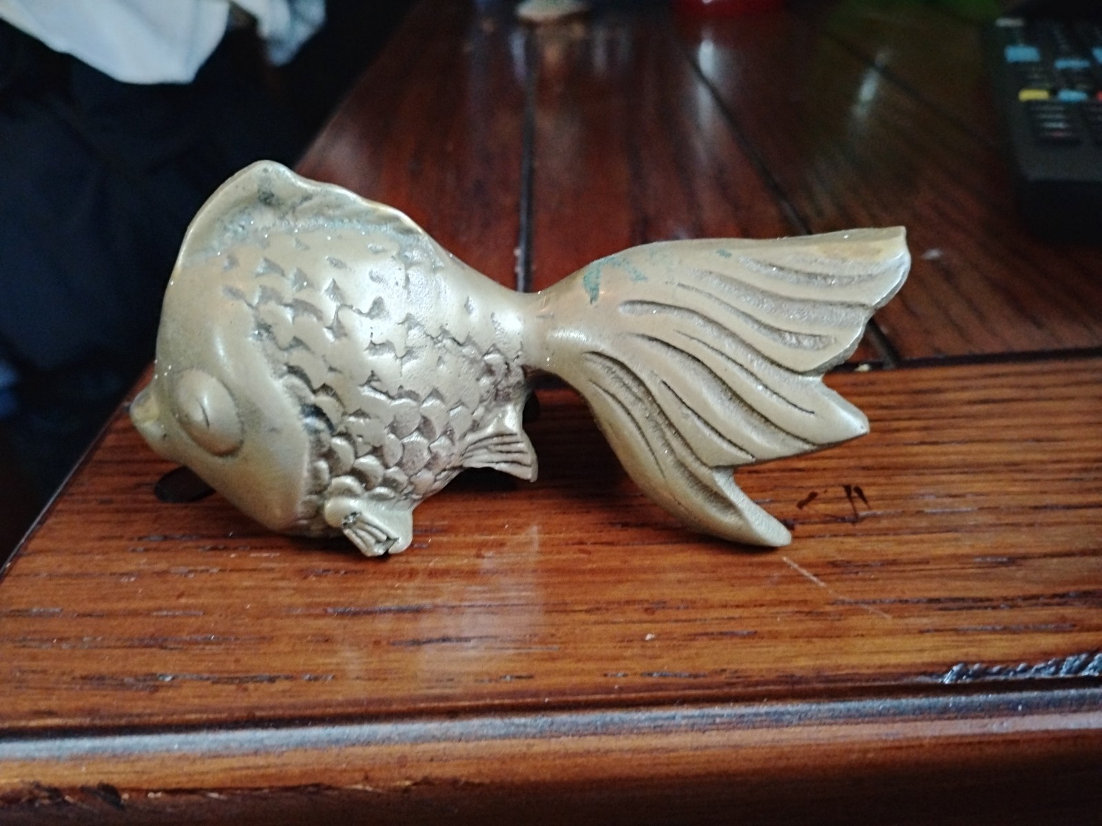 Vintage Brass Koi Gold Fish Paperweight Figurine Display 4
