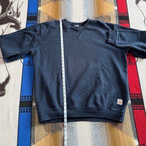 Vintage Men’s Carhartt Crewneck Sweatshirt Size XL Tall Workwear Outdoor Blue - Picture 7 of 8