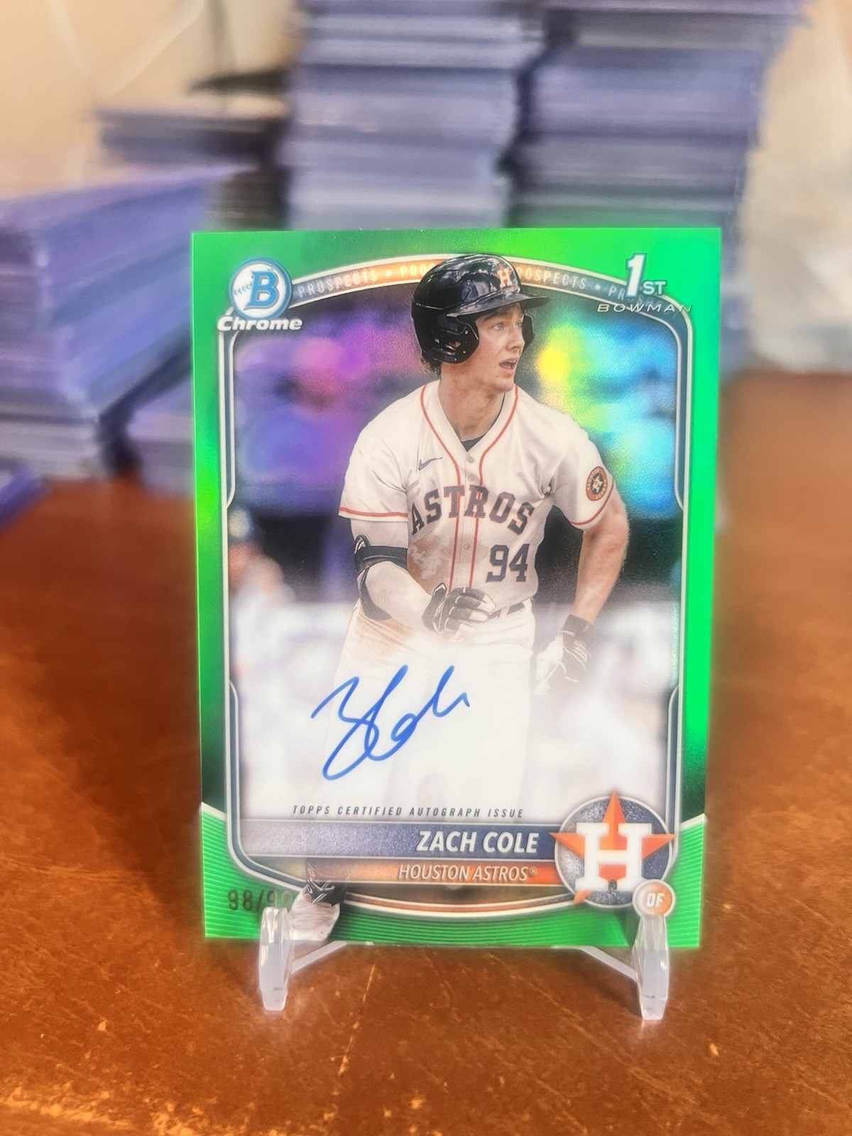 2025 Bowman Draft Chrome Prospects ZACH COLE True Green /99 #CPA-ZC 1st Auto🔥