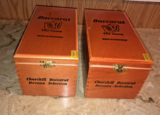 LOT of 2 Baccarat The Game Churchill 7.5x4x4.25" SOLID WOOD Cigar Box