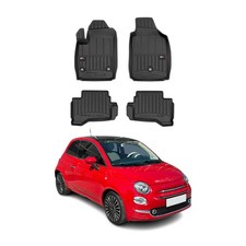 OMAC Gummi Fußmatten für Fiat 500 2013-2019 Premium TPE 3D Automatten Schwarz 4x