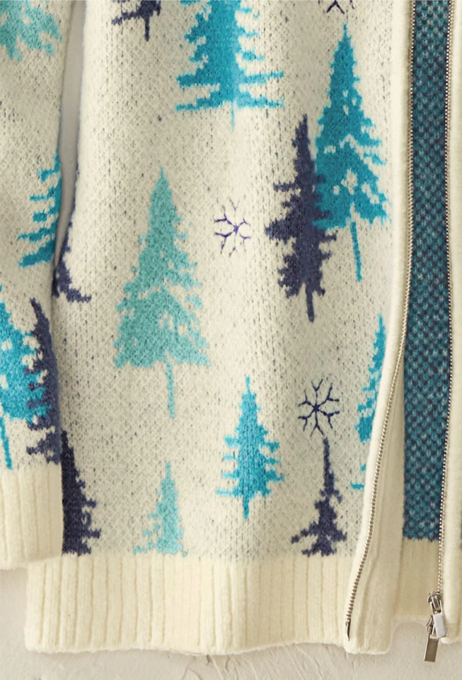 Coldwater Creek Winter Woods Zip Cardigan color Ice White Multi - Image 4 of 4