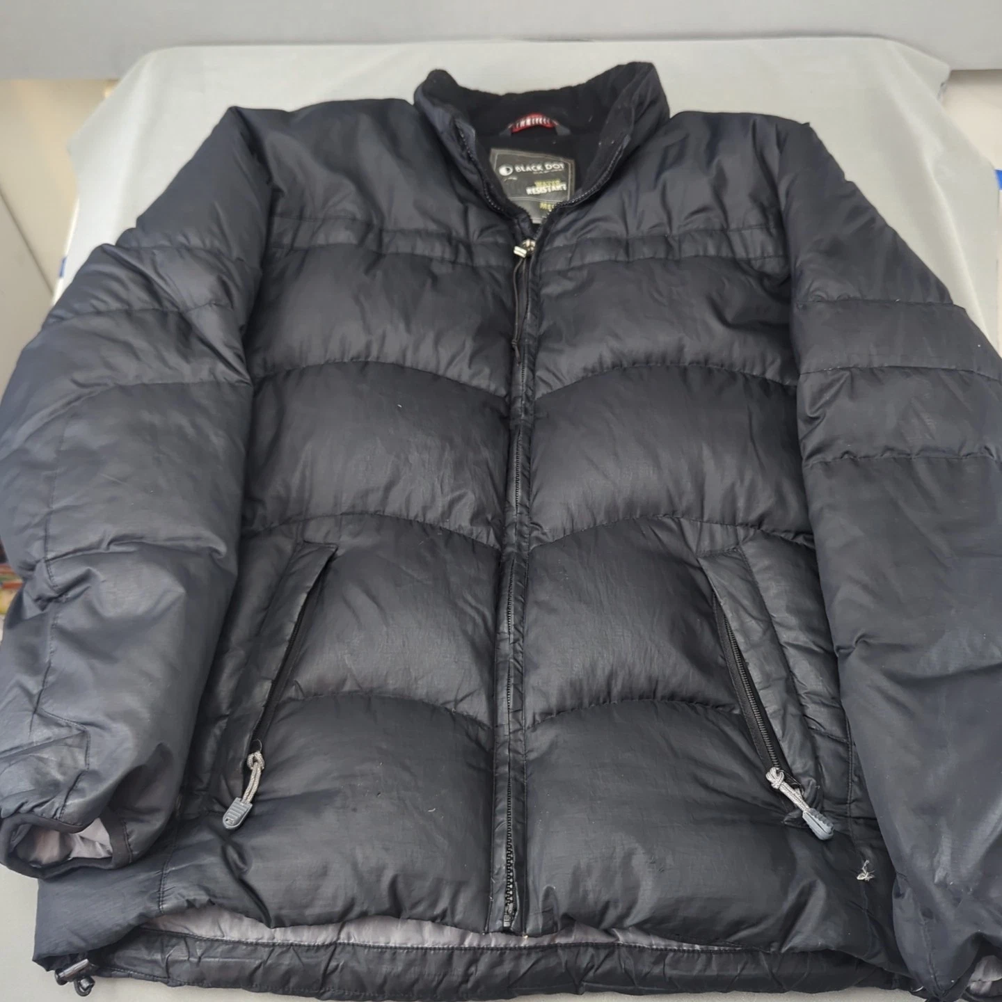 Black Dot Men's Down Puffer Jacket Water Resistant Size M Black Stain Stopper