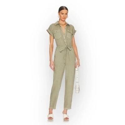 THREAD Supply Button Front Chambray Jumpsuit Sleeveless Khaki Size M Casual