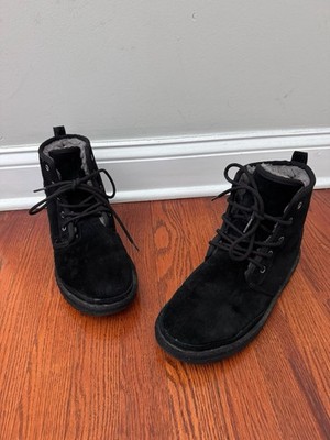 UGG MEN HARKLEY BLACK FULLY LINE SHEARLING SUEDE SHOE US 9